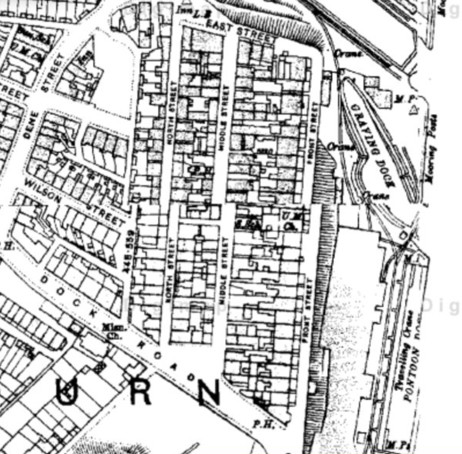 old map of Mill Burn Place, North Shields